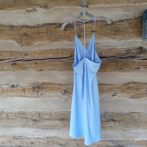 Cable & Gauge Blue V Neck T Back Satin Nightgown Medium - Picture 5 of 7